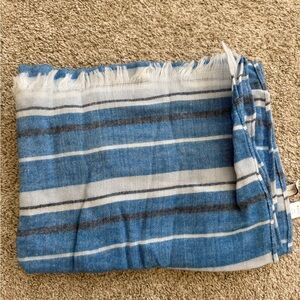 Blue and Gray Striped Scarf
